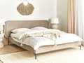 Miniatyrbillede 2 af 10: Seng beige velour betrukket beklædning ramme 180 x 200 cm sengegavl moderne stil