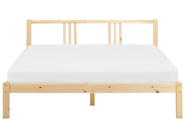 Parisänky vaalea puu mänty 160 x 200 cm sälepohja minimalistinen skandinaavinen tyyli