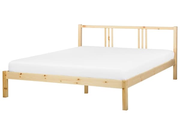 Parisänky vaalea puu mänty 160 x 200 cm sälepohja minimalistinen skandinaavinen tyyli