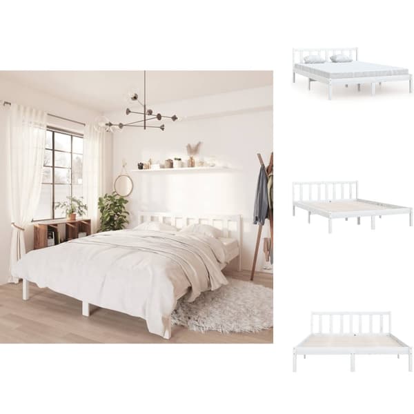 Senge & sengeramme - Living sengestel 140x190 cm massivt fyrretræ hvid