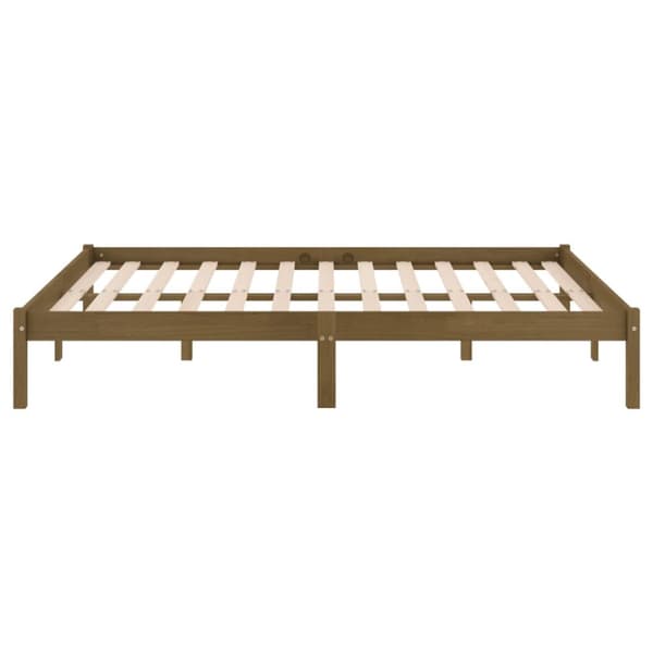 Senge & sengeramme - Living sengestel 200x200 cm massivt fyrretræ gyldenbrun