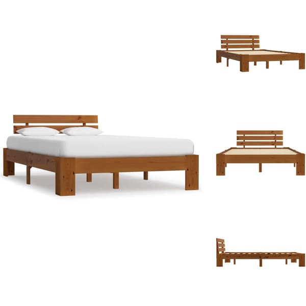 Senge & sengeramme - Living sengestel massivt fyrretræ 140 x 200 cm gyldenbrun