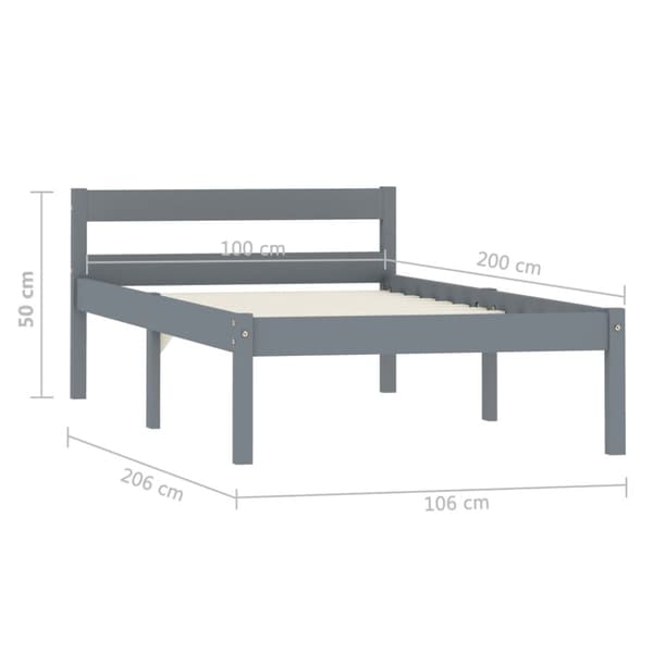Senge & sengeramme - Living sengestel massivt fyrretræ 100 x 200 cm grå