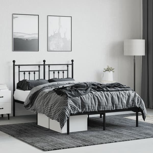 Senge & sengeramme - Living sengeramme med sengegavl 120x190 cm metal sort