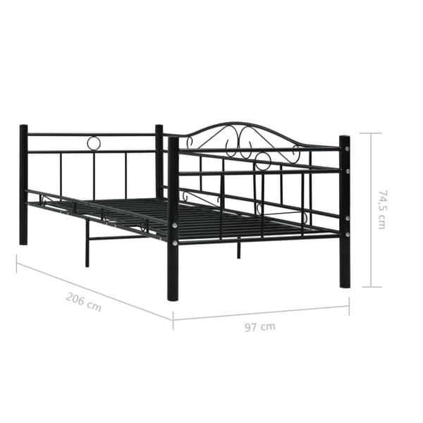 Päivävuoteenrunko musta metalli 90x200 cm - Päivävuoteenrunko - Päivävuoteenrungot - Home & Living
