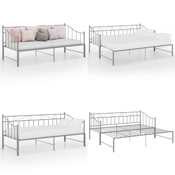 Utdragbar sängram bäddsoffa grå metall 90x200 cm - Bäddsoffa - Bäddsoffor - Home & Living