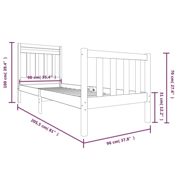 Sengeramme 90x200 cm massivt træ hvid - Sengeramme - Sengerammer - Home & Living
