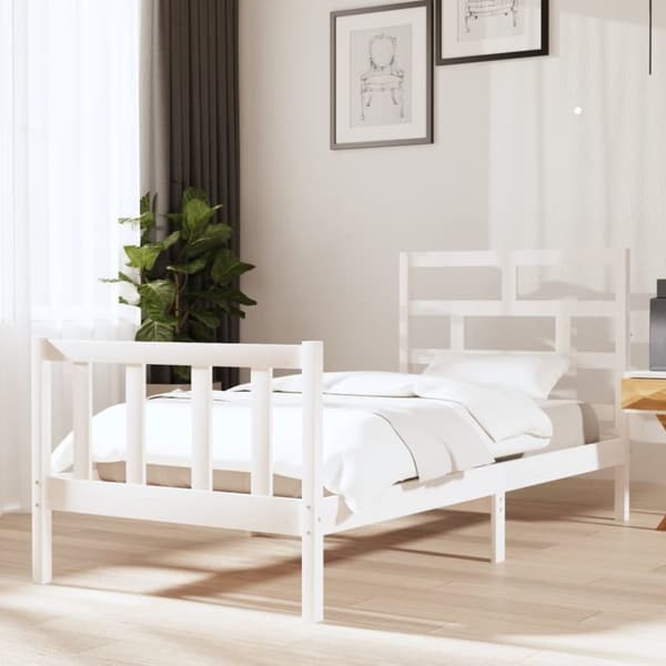Sengeramme 90x200 cm massivt træ hvid - Sengeramme - Sengerammer - Home & Living