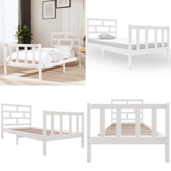 Sengeramme 90x200 cm massivt træ hvid - Sengeramme - Sengerammer - Home & Living