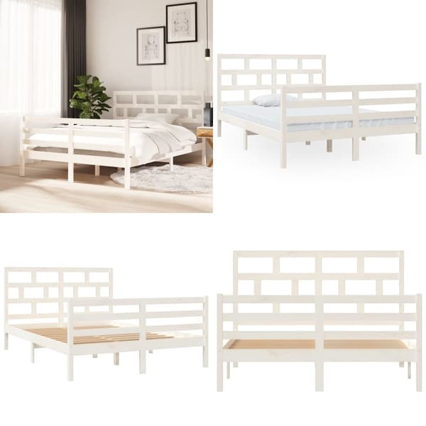 Sengeramme 140x200 cm massivt fyrretræ hvid - Sengeramme - Sengerammer - Home & Living
