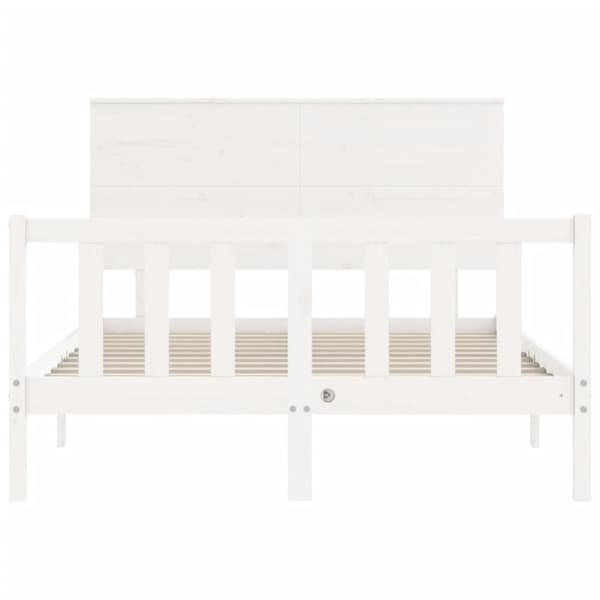 Sengeramme med sengegavl 140x190 cm massivt træ hvid - Sengeramme - Sengerammer - Home & Living