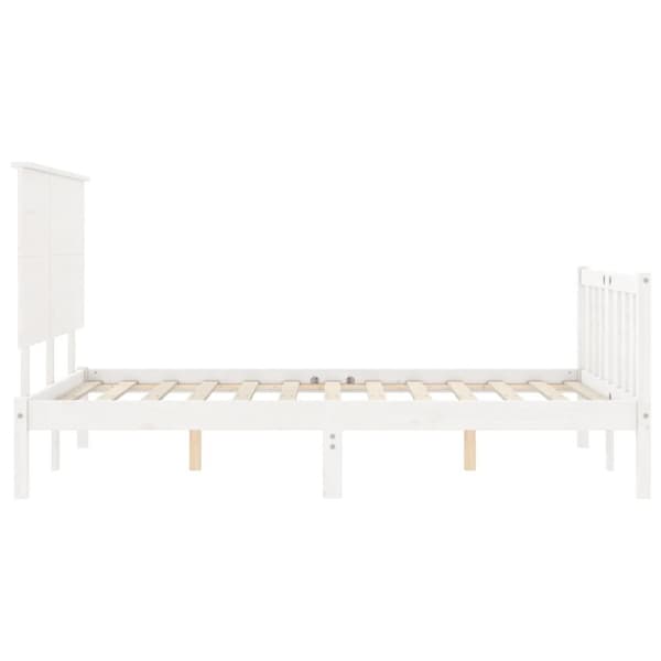 Sengeramme med sengegavl 140x190 cm massivt træ hvid - Sengeramme - Sengerammer - Home & Living