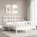 Miniatyrbillede 4 af 11: Sengeramme med sengegavl 140x200 cm massivt træ hvid - Sengeramme - Sengerammer - Home & Living