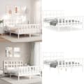Miniatyrbillede 1 af 11: Sengeramme med sengegavl 140x200 cm massivt træ hvid - Sengeramme - Sengerammer - Home & Living