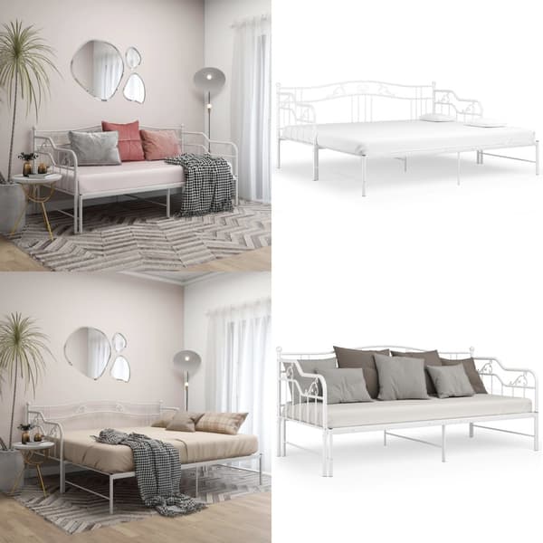Utdragbar sängram bäddsoffa vit metall 90x200 cm - Bäddsoffa - Bäddsoffor - Home & Living