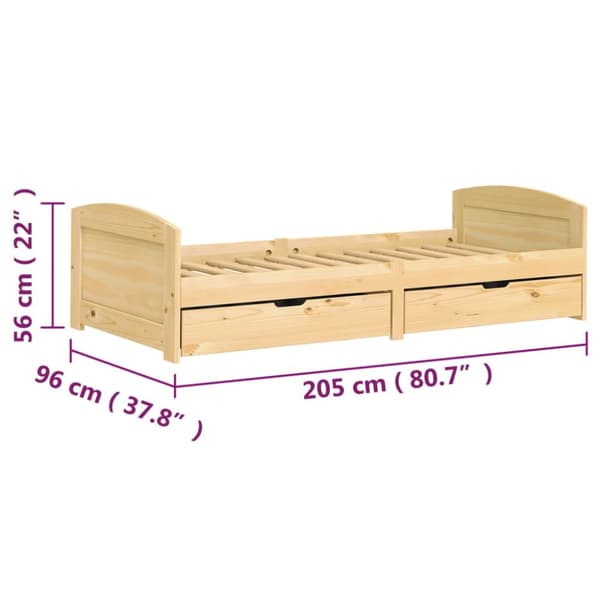Daybed med to skuffer IRUN 90x200 cm massivt fyrretræ - Daybed - Daybeds - Home & Living