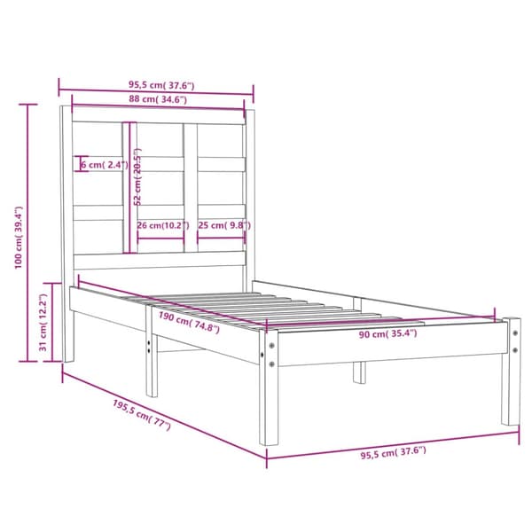 Sengeramme 90x190 cm massivt træ - Sengeramme - Sengerammer - Home & Living