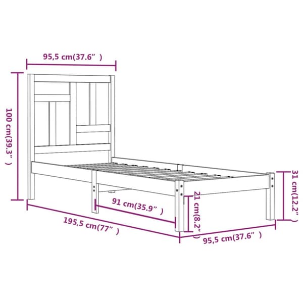 Sengeramme 90x190 cm massivt fyrretræ - Sengeramme - Sengerammer - Home & Living