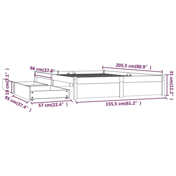 Sengeramme med skuffer 150x200 cm King Size - Sengeramme - Sengerammer - Home & Living