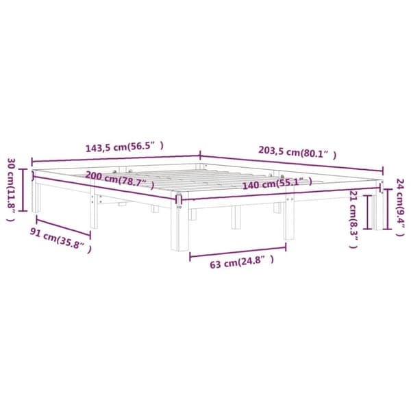 Sengeramme 140x200 cm massivt fyrretræ - Sengeramme - Sengerammer - Home & Living