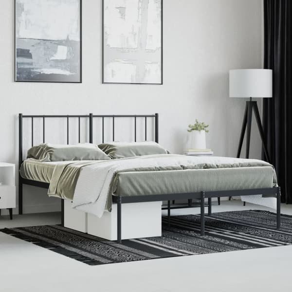 Sengeramme med sengegavl 140x190 cm metal sort - Sengestel - Sengeramme - Home & Living