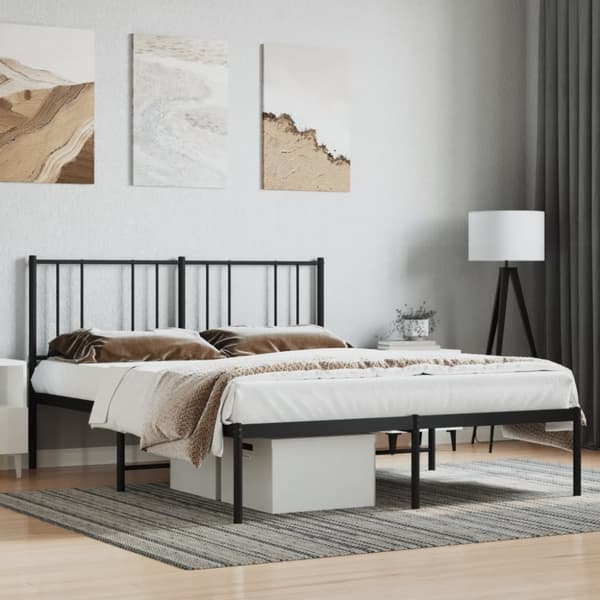 Sengeramme med sengegavl 140x190 cm metal sort - Sengestel - Sengeramme - Home & Living