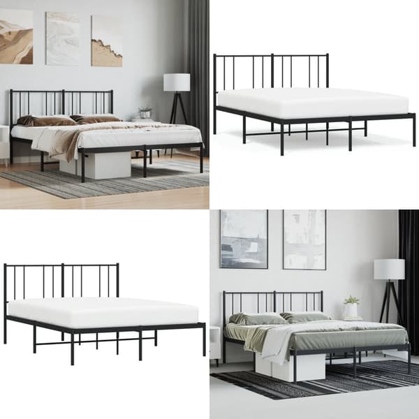 Sengeramme med sengegavl 140x190 cm metal sort - Sengestel - Sengeramme - Home & Living