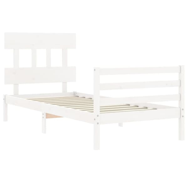 Sengeramme med sengegavl Single massivt træ hvid - Sengeramme - Sengerammer - Home & Living