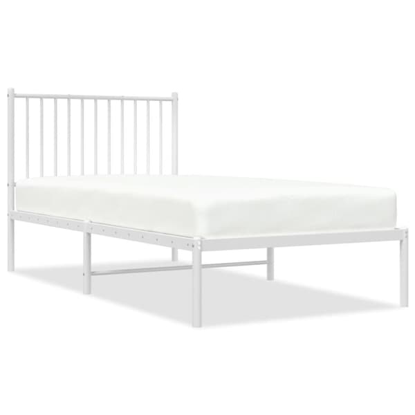 Sengeramme med sengegavl 90x190 cm metal hvid - Sengestel - Sengeramme - Home & Living