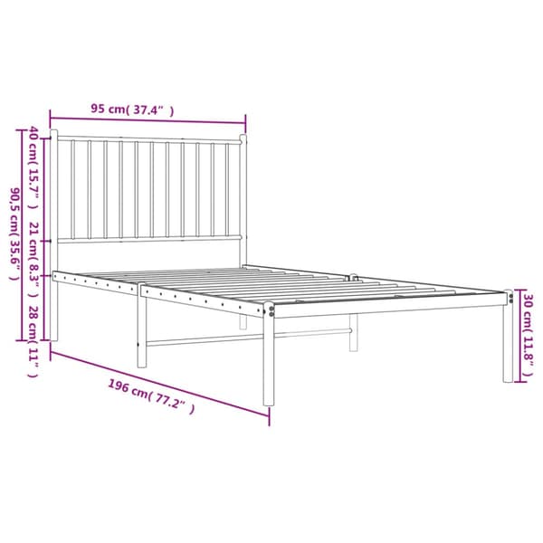 Sengeramme med sengegavl 90x190 cm metal hvid - Sengestel - Sengeramme - Home & Living