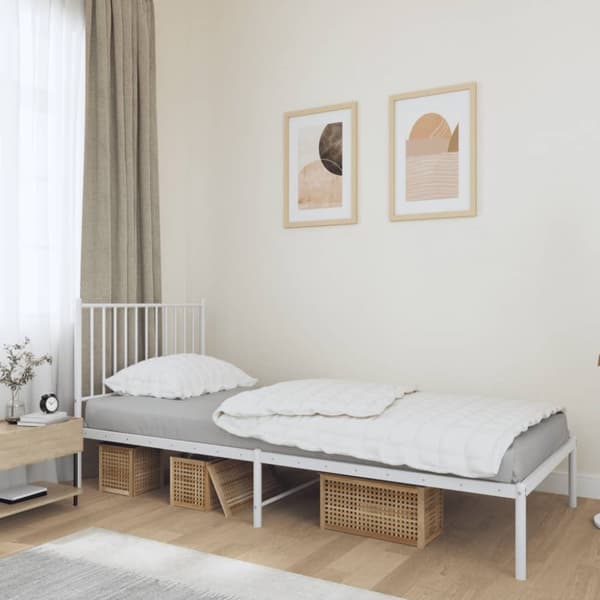 Sengeramme med sengegavl 90x190 cm metal hvid - Sengestel - Sengeramme - Home & Living