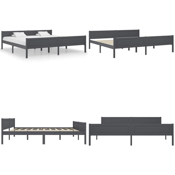 Sengestel 200x200 cm massivt fyrretræ grå - Sengestel - Sengeramme - Home & Living