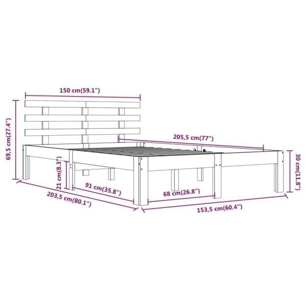 Sengeramme 150x200 cm King Size massivt fyrretræ hvid - Sengeramme - Sengerammer - Home & Living