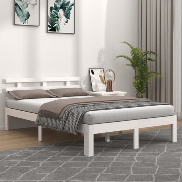 Sengeramme 150x200 cm King Size massivt fyrretræ hvid - Sengeramme - Sengerammer - Home & Living