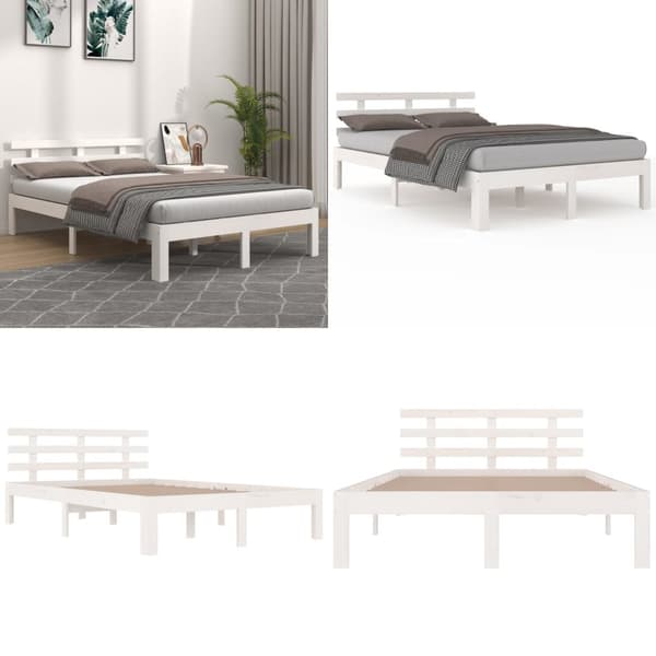 Sengeramme 150x200 cm King Size massivt fyrretræ hvid - Sengeramme - Sengerammer - Home & Living