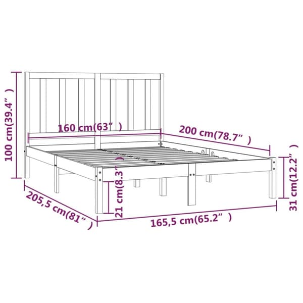 Sengeramme 160x200 cm massivt fyrretræ - Sengeramme - Sengerammer - Home & Living