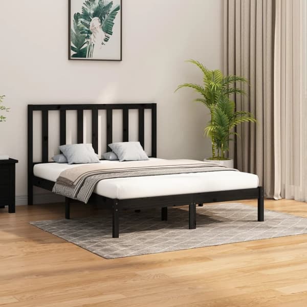 Sengeramme 140x200 cm massivt træ sort - Sengeramme - Sengerammer - Home & Living