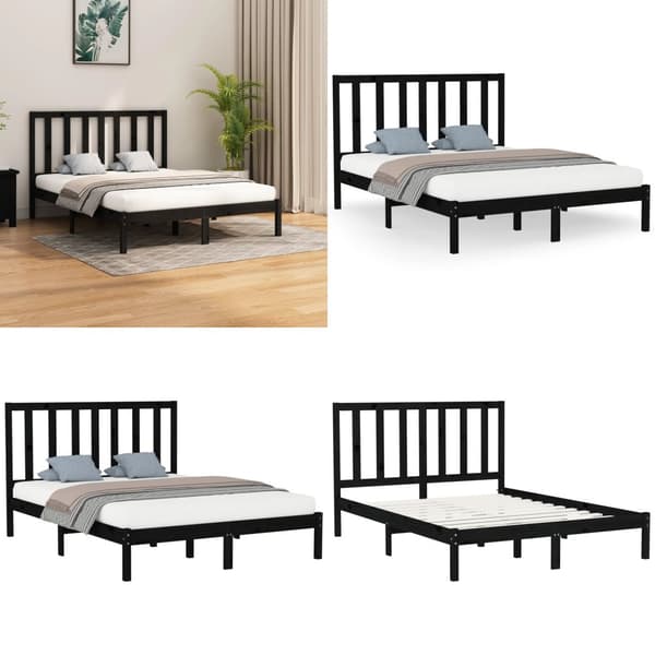 Sengeramme 140x200 cm massivt træ sort - Sengeramme - Sengerammer - Home & Living