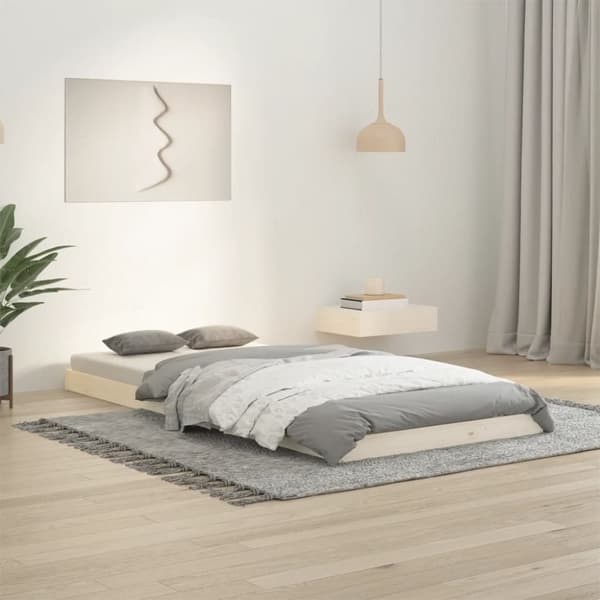 Sängynrunko valkoinen 90x200 cm täysi mänty - Sängynrunko - Sängynrungot - Home & Living