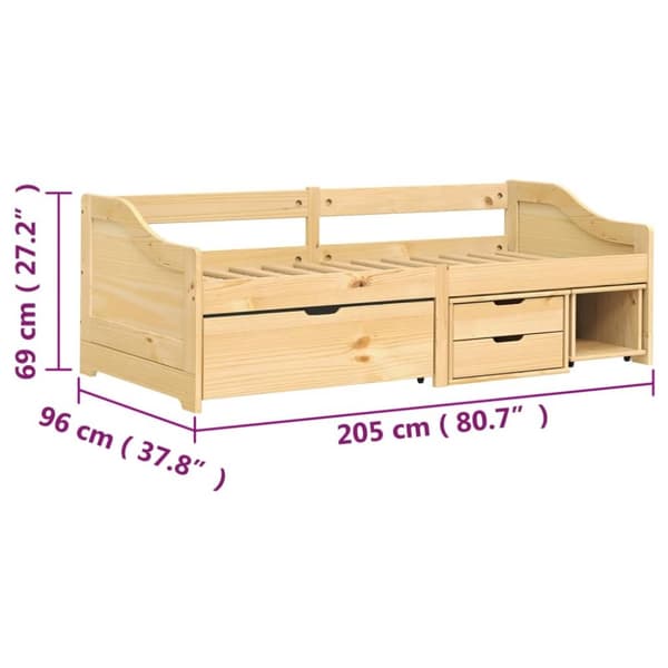 Daybed med tre skuffer IRUN 90x200 cm massivt fyrretræ - Daybed - Daybeds - Home & Living