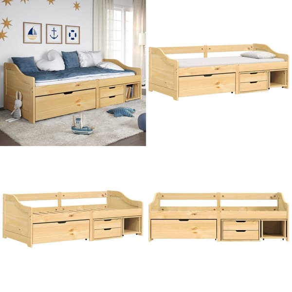Daybed med tre skuffer IRUN 90x200 cm massivt fyrretræ - Daybed - Daybeds - Home & Living