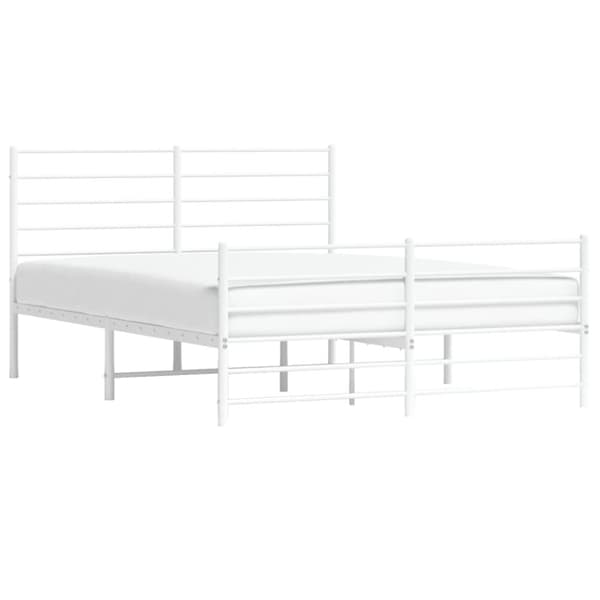 Sengeramme med sengegavl og fodgærde 140x190 cm metal hvid - Sengestel - Sengeramme - Home & Living