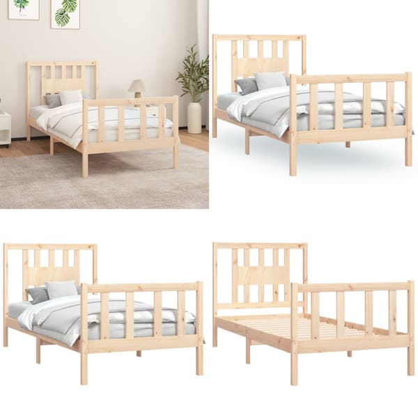 Sängynrunko päätylevyllä 90x200 cm täysi mänty - Sängynrunko - Sängynrungot - Home & Living