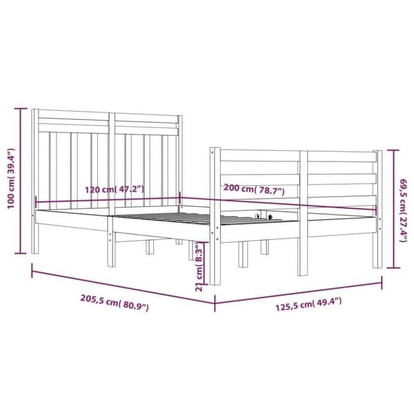 Sengeramme 120x200 cm massivt træ - Sengeramme - Sengerammer - Home & Living