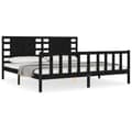 Miniatyrbillede 3 af 11: Sengeramme med sengegavl 200x200 cm massivt træ sort - Sengeramme - Sengerammer - Home & Living
