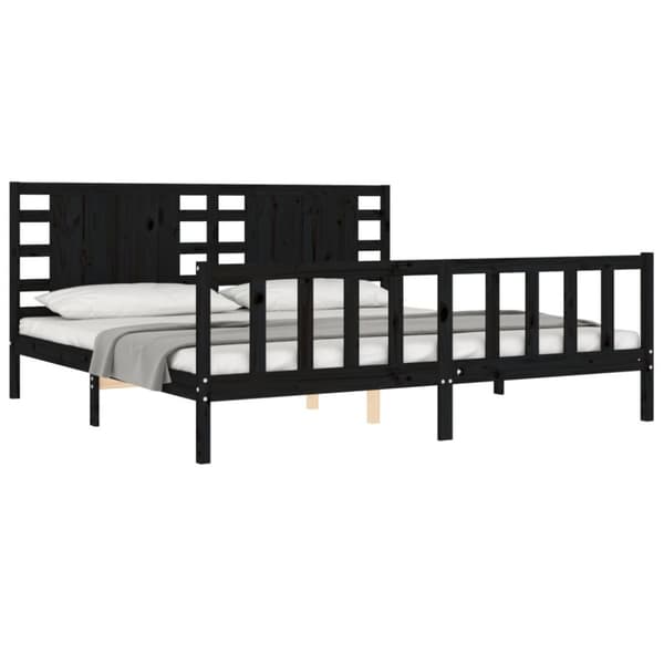 Sengeramme med sengegavl 200x200 cm massivt træ sort - Sengeramme - Sengerammer - Home & Living