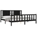 Miniatyrbillede 5 af 11: Sengeramme med sengegavl 200x200 cm massivt træ sort - Sengeramme - Sengerammer - Home & Living