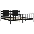 Miniatyrbillede 6 af 11: Sengeramme med sengegavl 200x200 cm massivt træ sort - Sengeramme - Sengerammer - Home & Living
