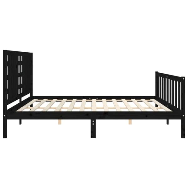 Sengeramme med sengegavl 200x200 cm massivt træ sort - Sengeramme - Sengerammer - Home & Living