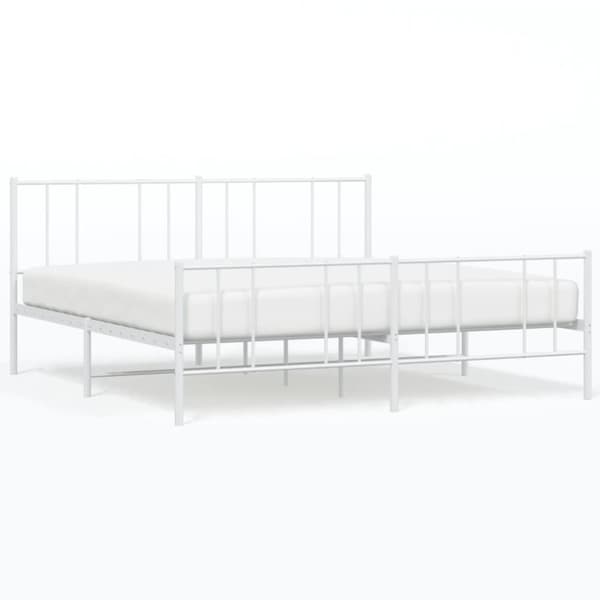 Sengeramme med sengegavl og fodgærde 180x200 cm metal hvid - Sengestel - Sengeramme - Home & Living